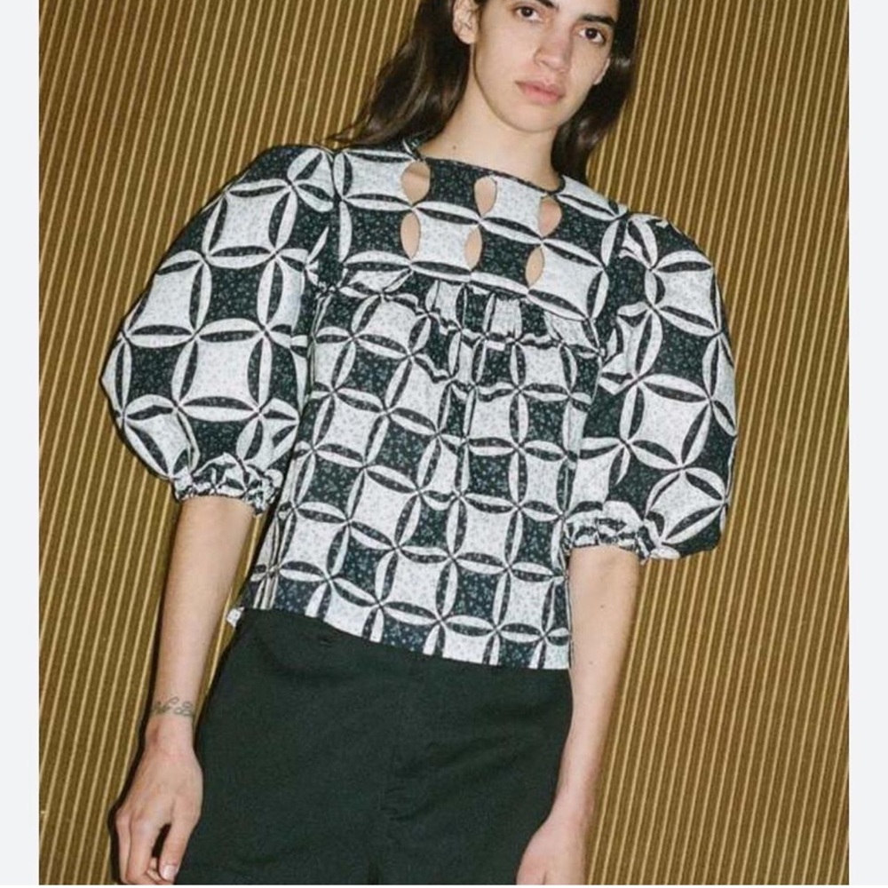 Sea NY Catalina Puff Sleeve Cut-Out Top